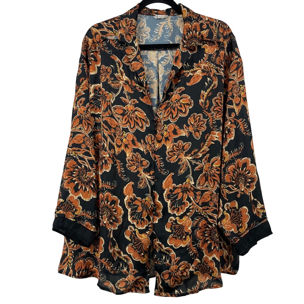 Intimately Free People Size L Dreamy Days Pajama Top Button Down Floral Paisley